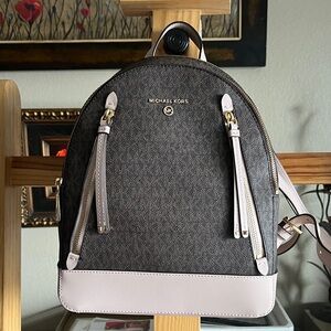 Michael Kors Black and Cream Backpack New